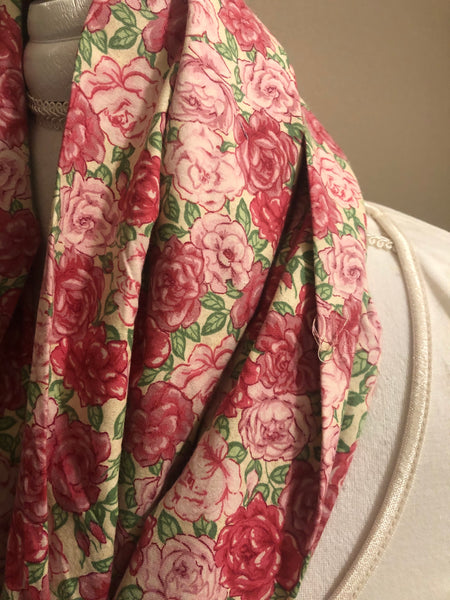 Pink Floral Cotton Scarf