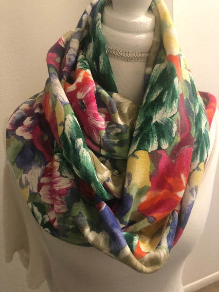 Floral Cotton Blend Infinity Scarf