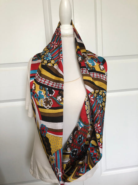 Silk Abstract Infinity Scarf