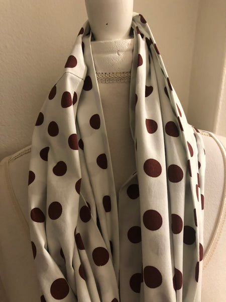 White Cotton with Large Brown Polka Dots