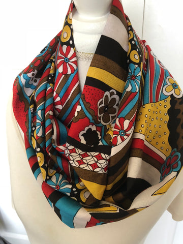 Silk Abstract Infinity Scarf