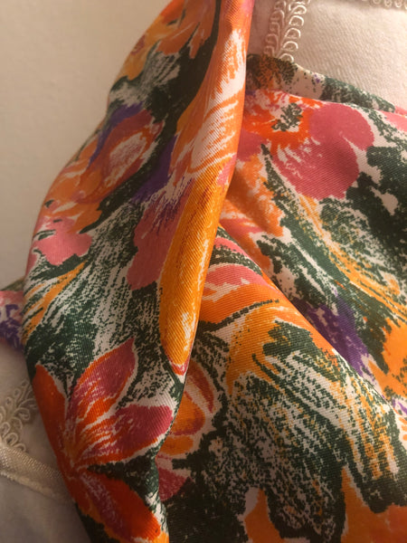 Orange Floral Infinity Scarf