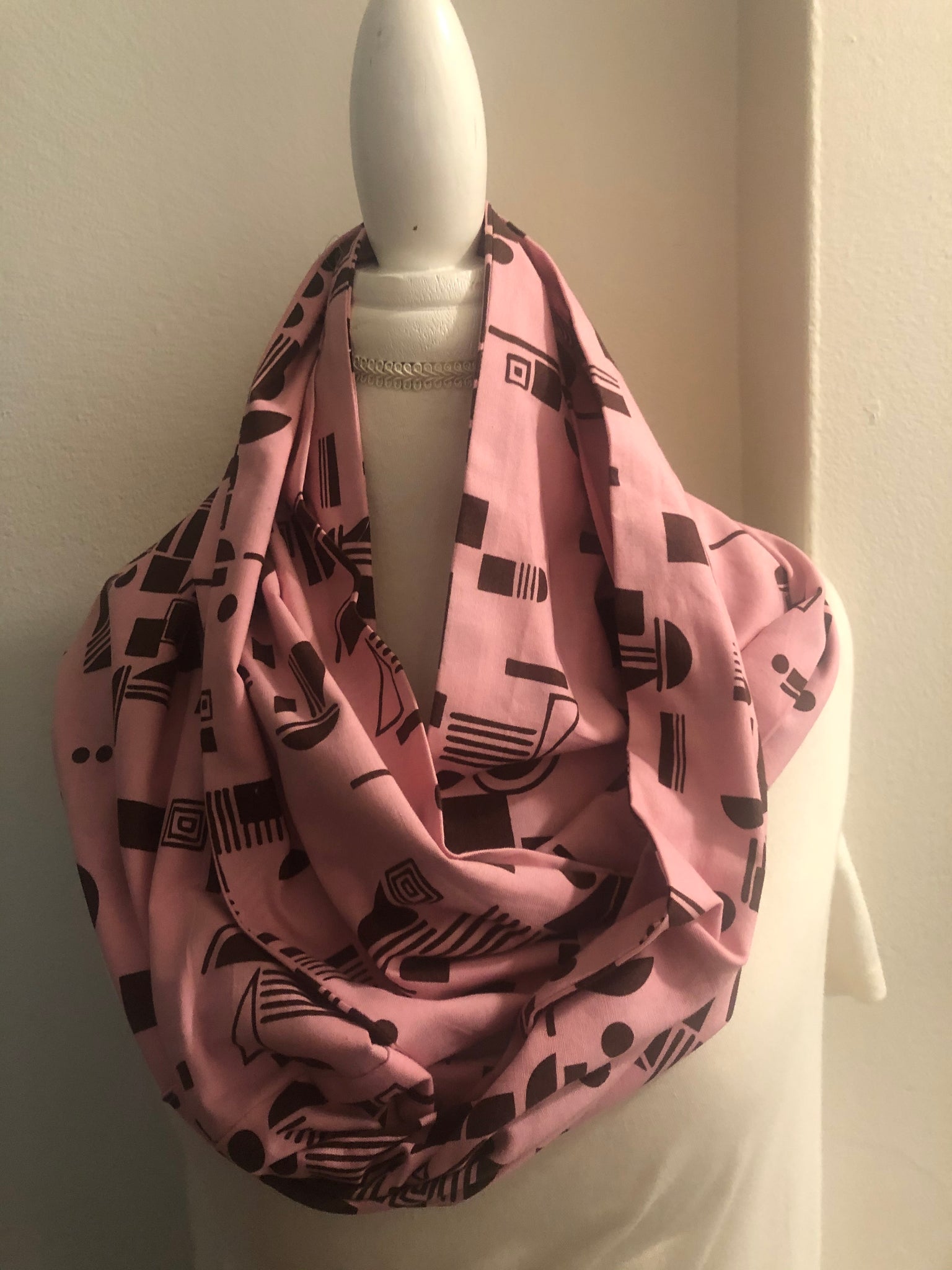 Pink with Brown Abstract Print