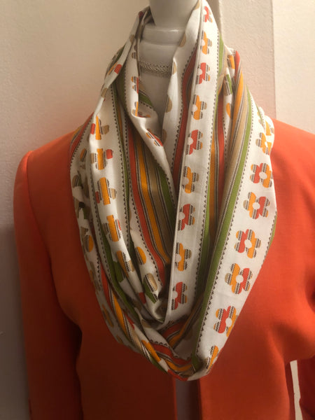 Cotton Scarf with Hearts and Flowers.