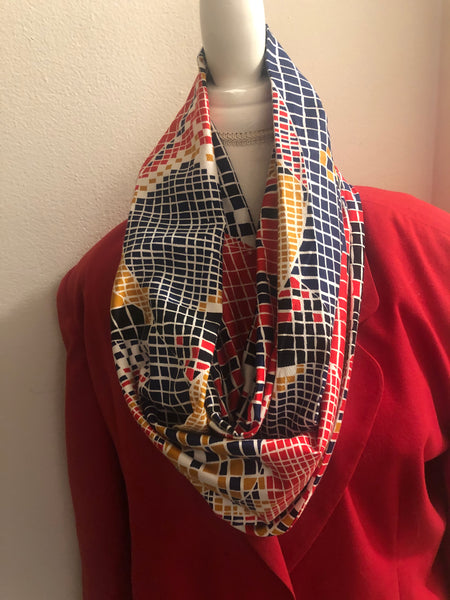 Abstract Gold Blue and Red Scarf