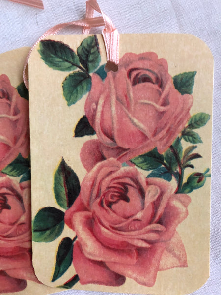 4 Pink Roses Gift Tags
