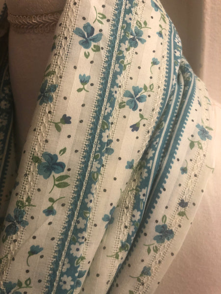 Blue and White Floral  Scarf