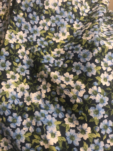 White and Blue Flowers on Navy Background