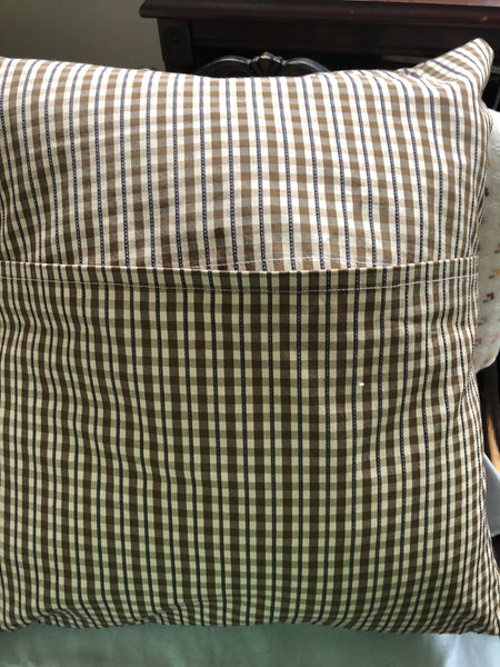Brown and White Plaid Pillow Cover