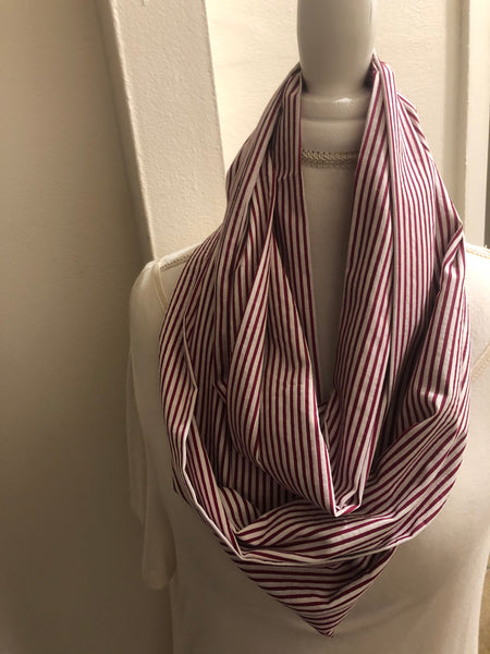 Red and White Stripe Cotton Scarf