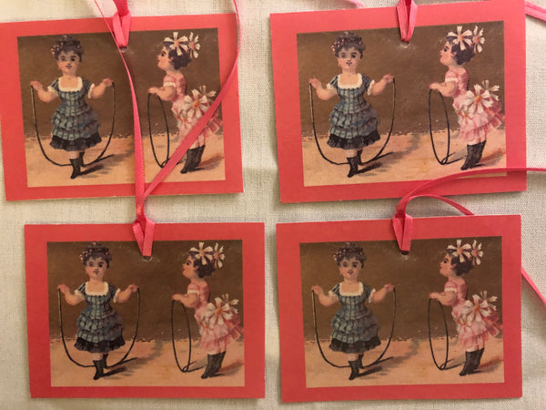 4 Girls Jumping Rope Gift Tags