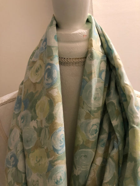 Pastel Blue and Green Cotton Scarf