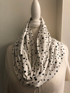 White Cotton with Black Polka Dots