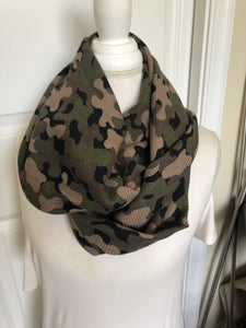 Camoflage Cotton Knit Infinity Scarf