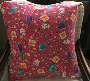 Pink and Floral Pillow Cover