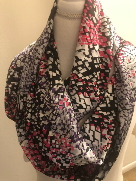 Black Pink Gray Abstract Scarf