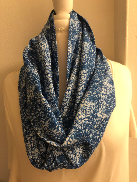 Blue and White Impressionistic Scarf