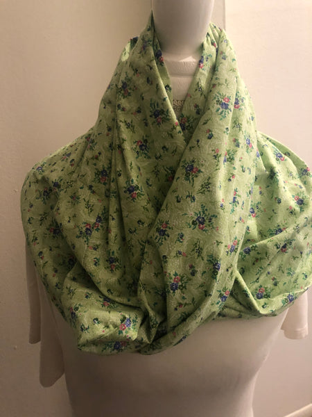 Light Green Floral Cotton Scarf