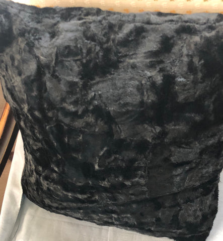 Black Fake Fur Pillow Cover