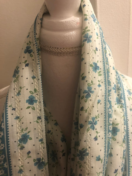 Blue and White Floral  Scarf