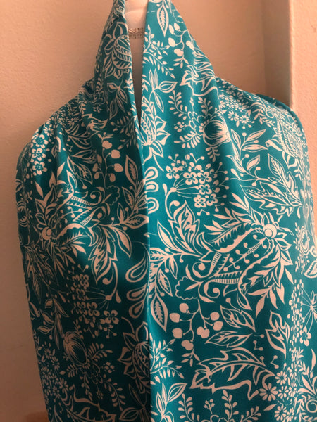 Turquoise with White Flowers