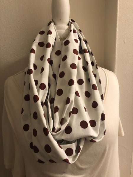 White Cotton with Large Brown Polka Dots