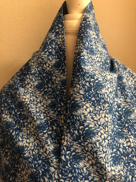 Blue and White Impressionistic Scarf