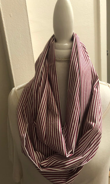 Red and White Stripe Cotton Scarf