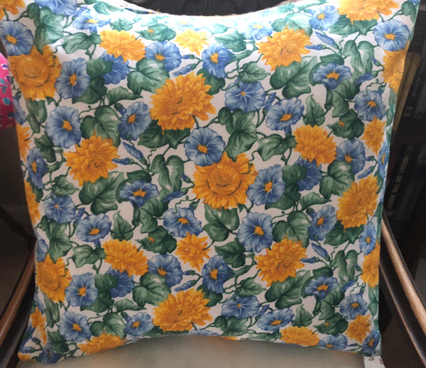 Blue and Yellow Pillow Cover