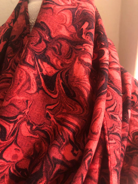 Swirls of Red and Black Cotton