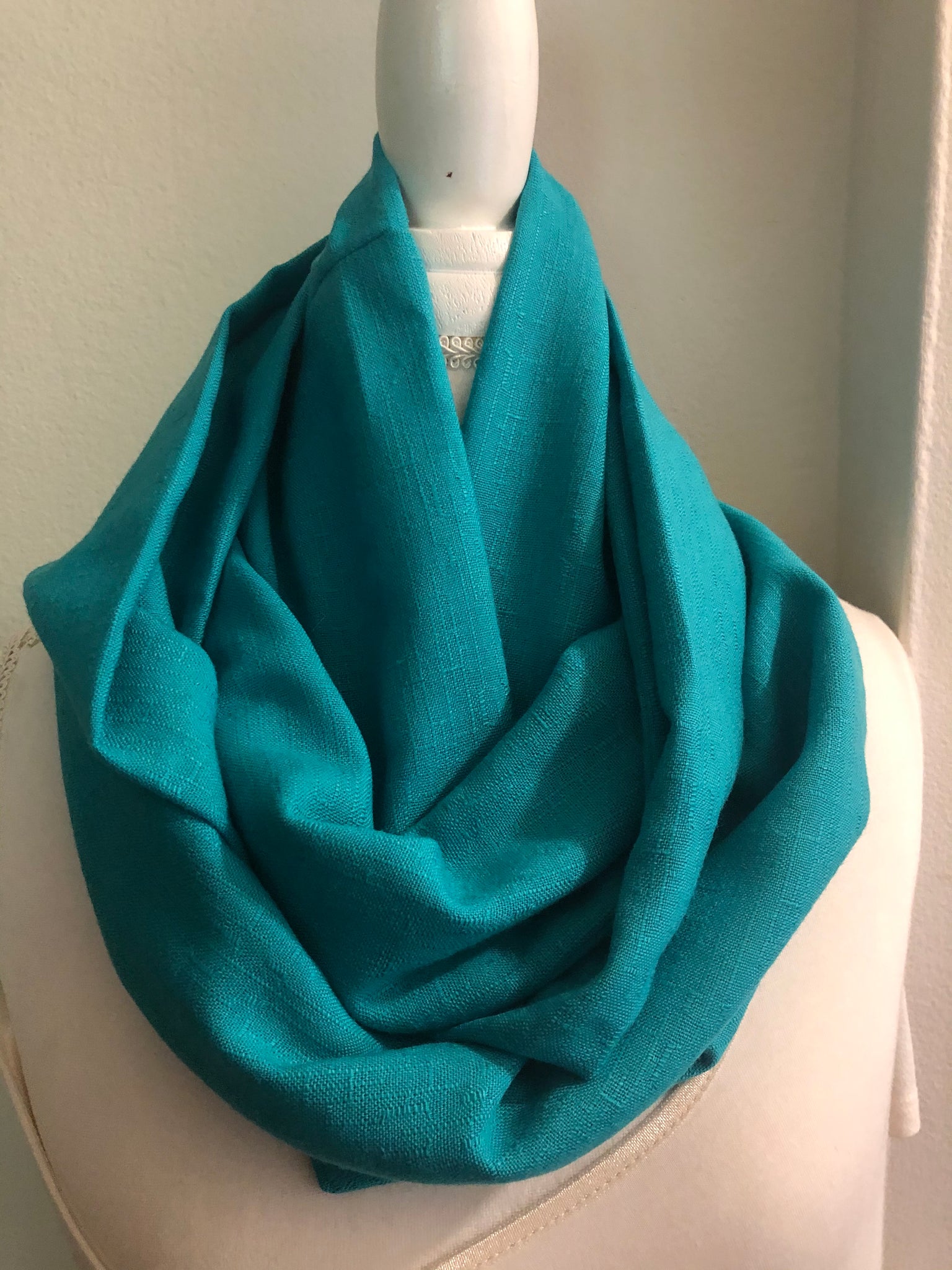 Bright Turquoise Linen Blend