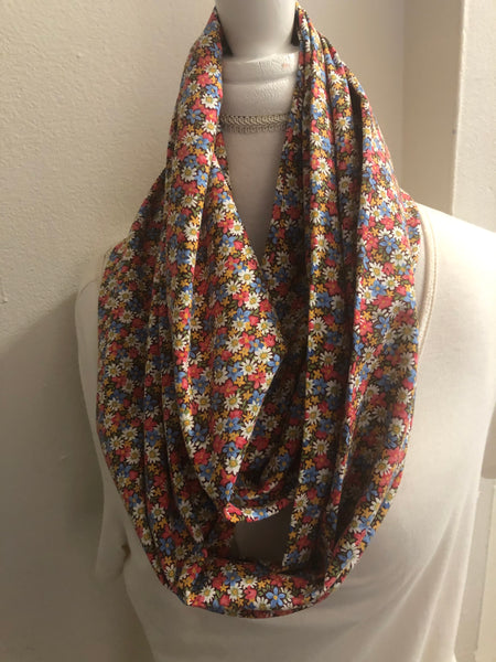 Floral Red Blue and Yellow Scarf