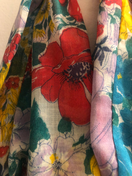 1950s Sheer Cotton with Large Floral Print