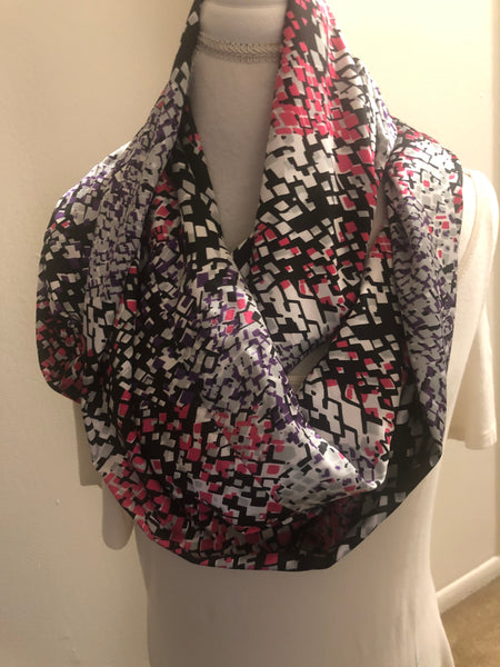 Black Pink Gray Abstract Scarf