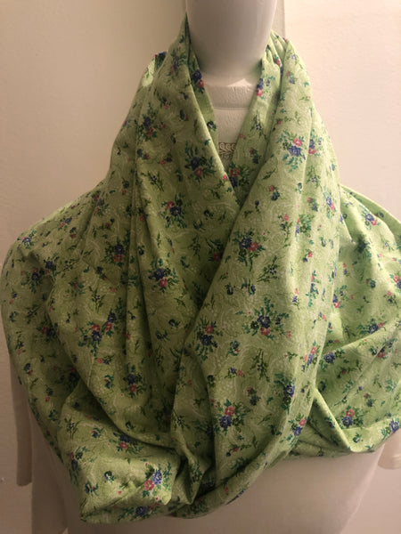 Light Green Floral Cotton Scarf